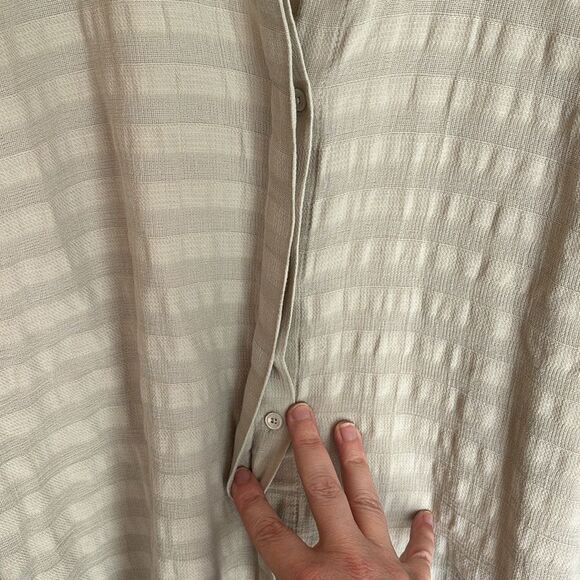 Tommy Bahama Women’s 100% cotton collared shirt stripped tan cover up tunic LG - Picture 8 of 10